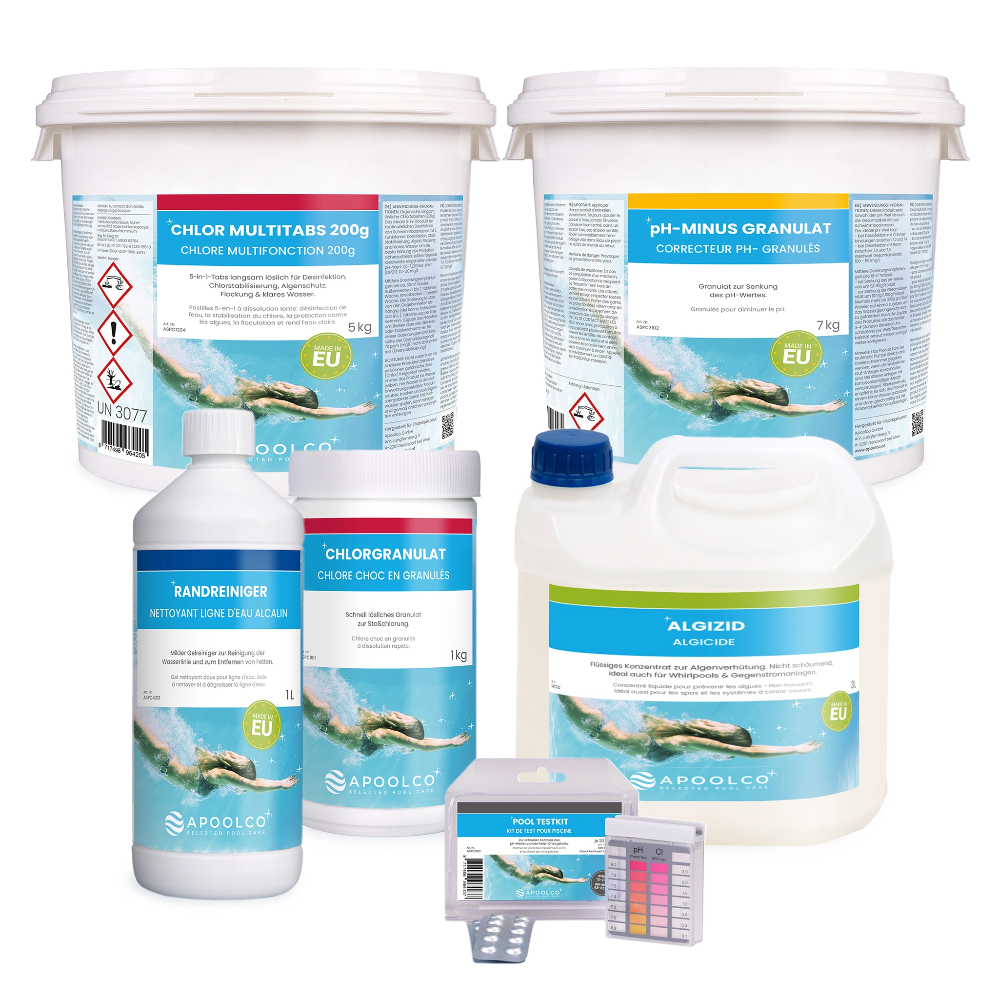 Kit d'entretien d'eau d'été Premium, Apoolco