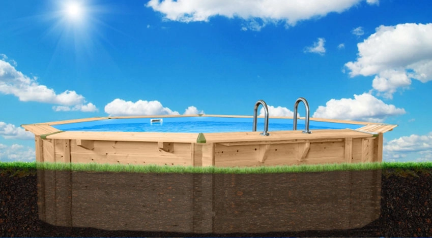 Holzpool mit Teileinbau