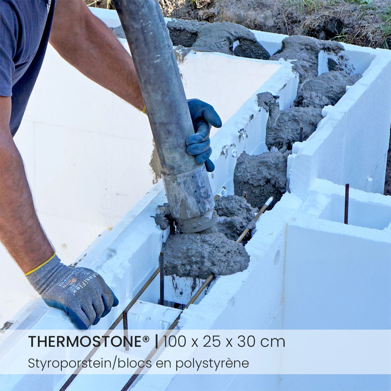 Thermostone Pierre en polystyrène pour piscines en polystyrène by Apoolco Remplissage de béton