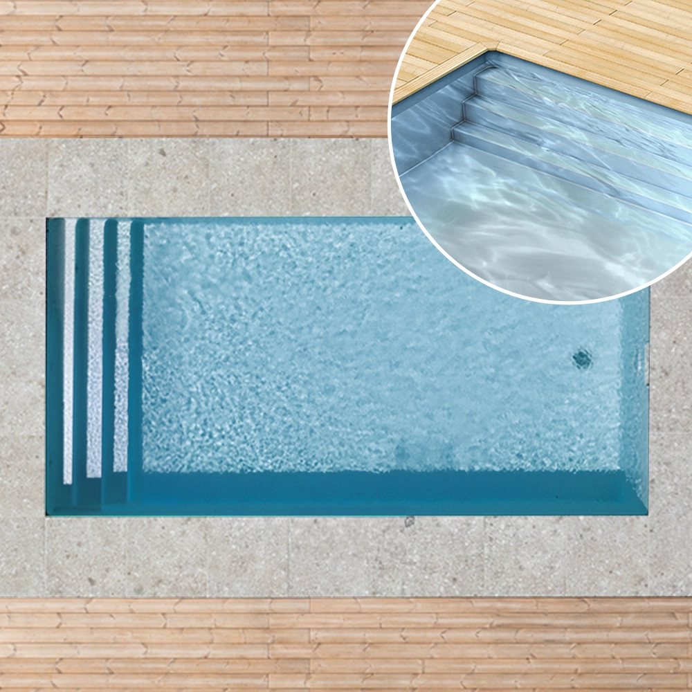 Piscine en polystyrène, 1000 x 500 x 120 cm, kit de base avec escalier sur toute la largeur