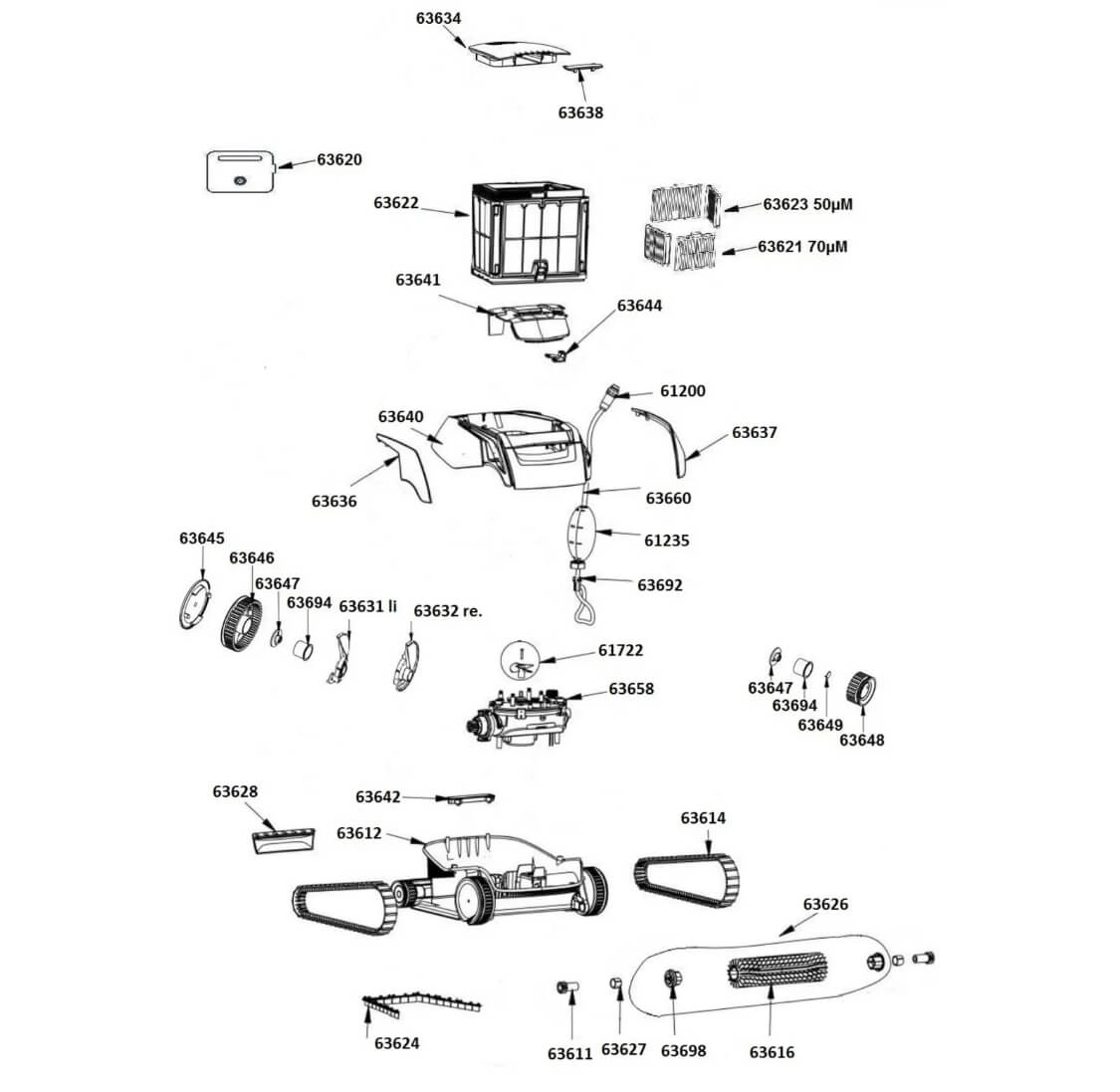 Roue motrice grise arrière pour Dolphin S100