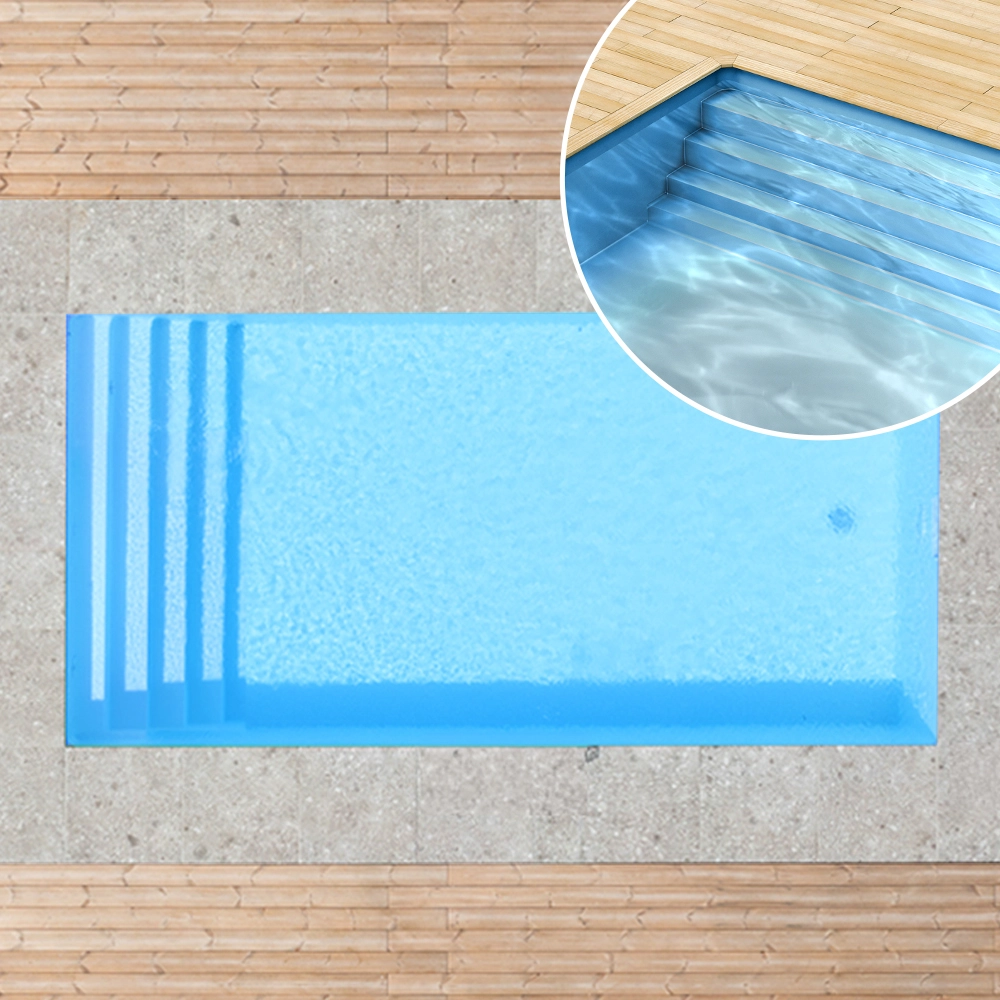 Piscine en polystyrène, 350 x 350 x 150 cm, kit de base avec escalier sur toute la largeur