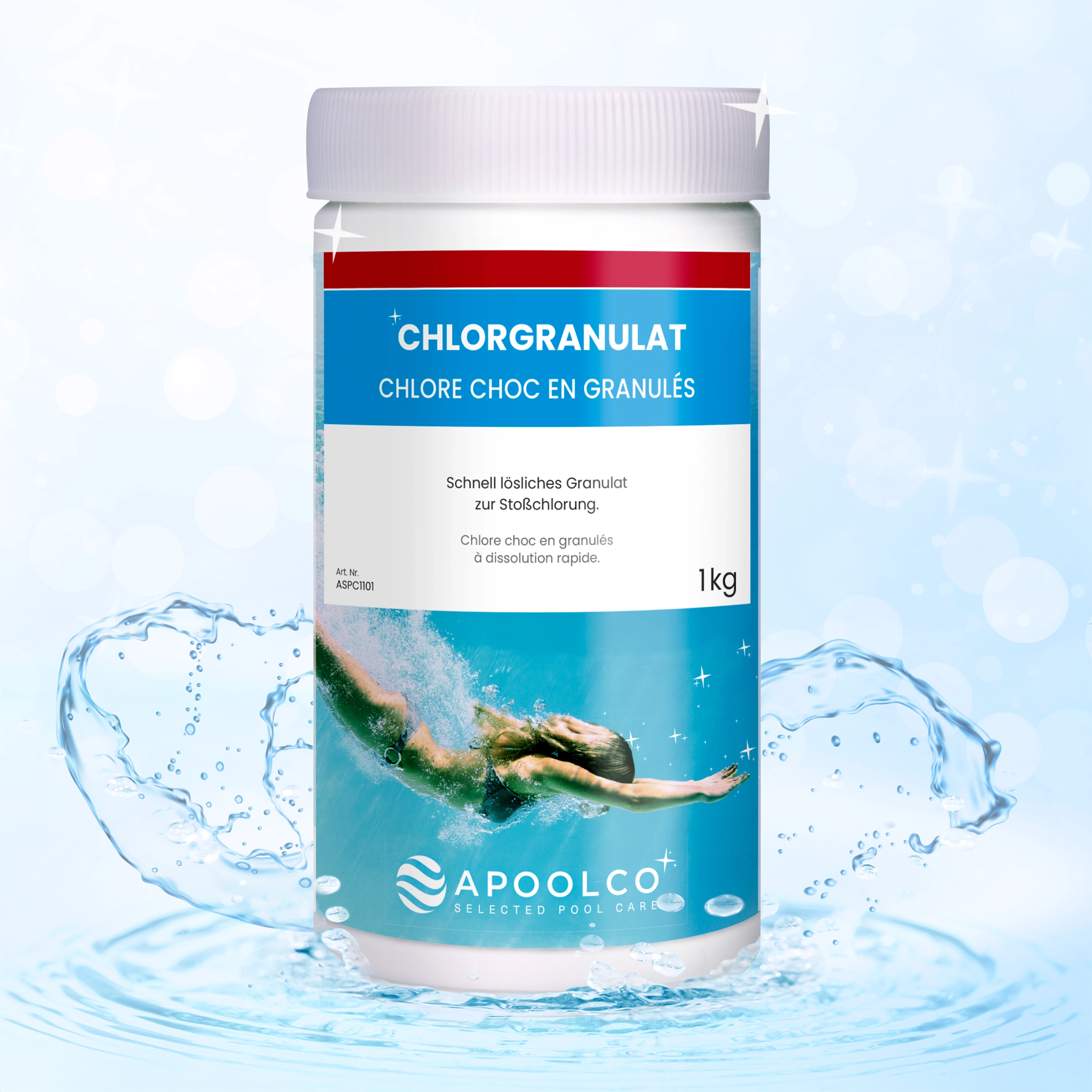 Chlore choc en granulés 1 kg, Apoolco