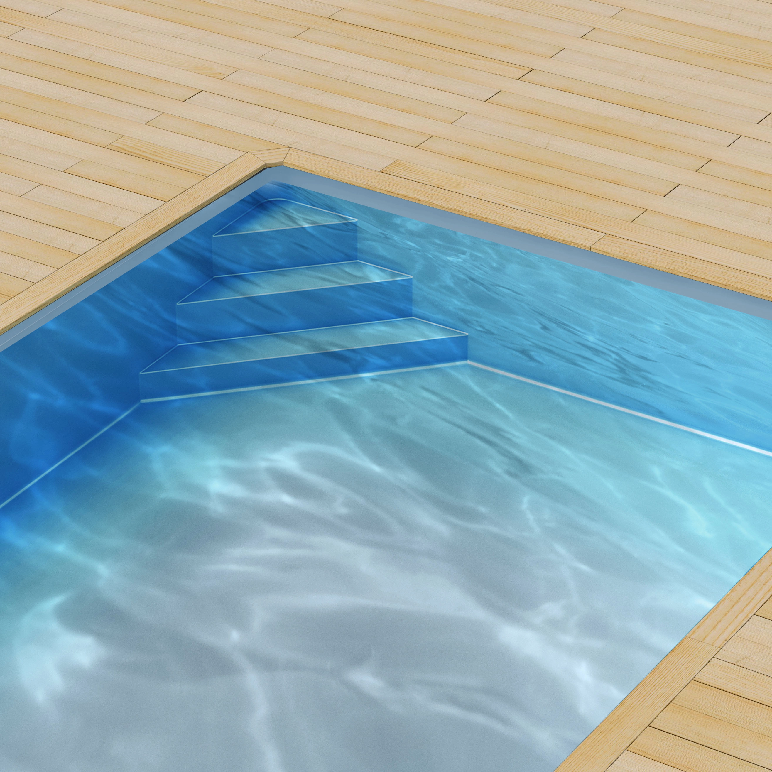 Liner pour piscine en polystyrène 900 x 400 x 150 cm avec escalier d'angle à gauche