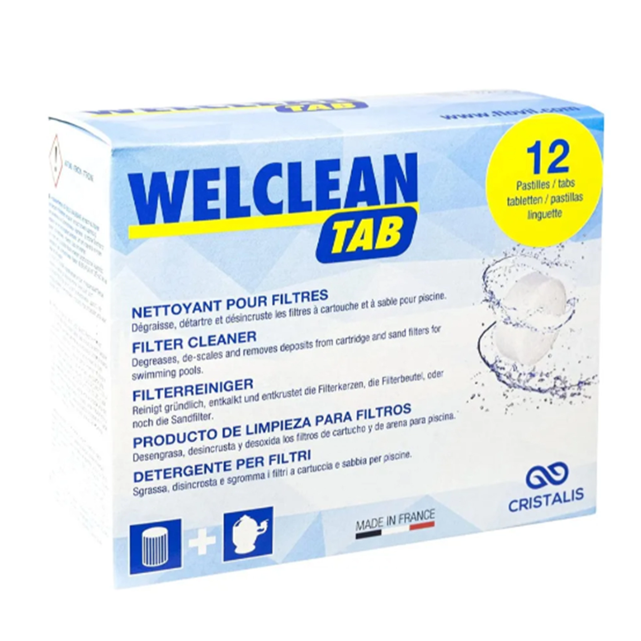 Nettoyant pour filtre WELCLEAN, 12 pièces