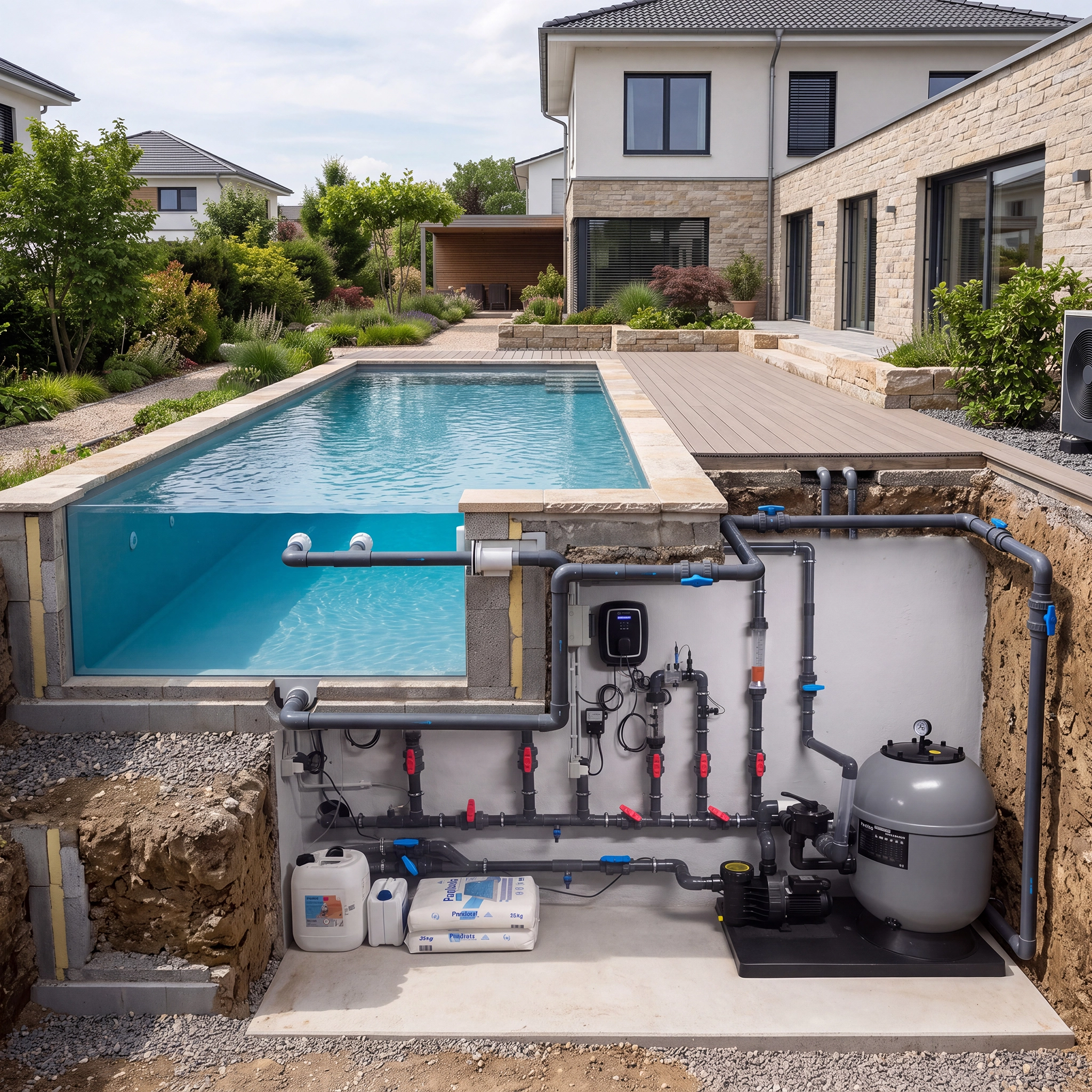 ➔ Comment fonctionne le circuit de l’eau d’une piscine ? La tuyauterie expliquée simplement.